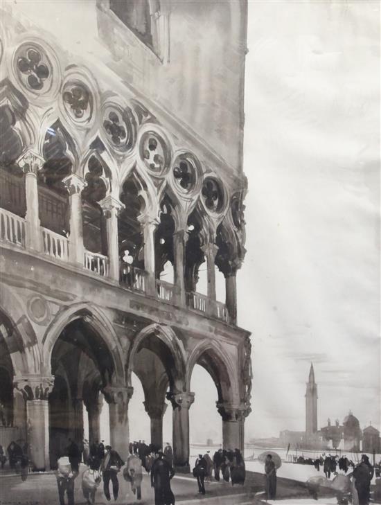 Albert Decaris (1901-1988) St Marks Square, Venice 28.5 x 22in.